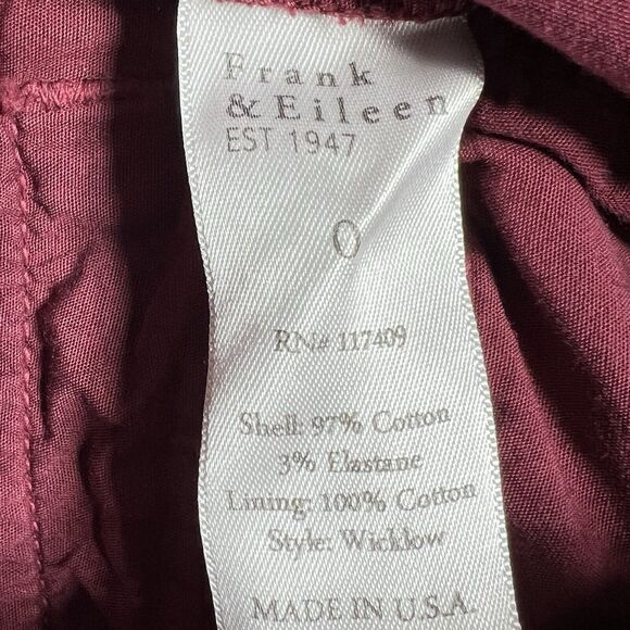 Frank & Eileen Pants Size 0 Wicklow Italian Performance Chino Stretch Raw Hem - Picture 11 of 12